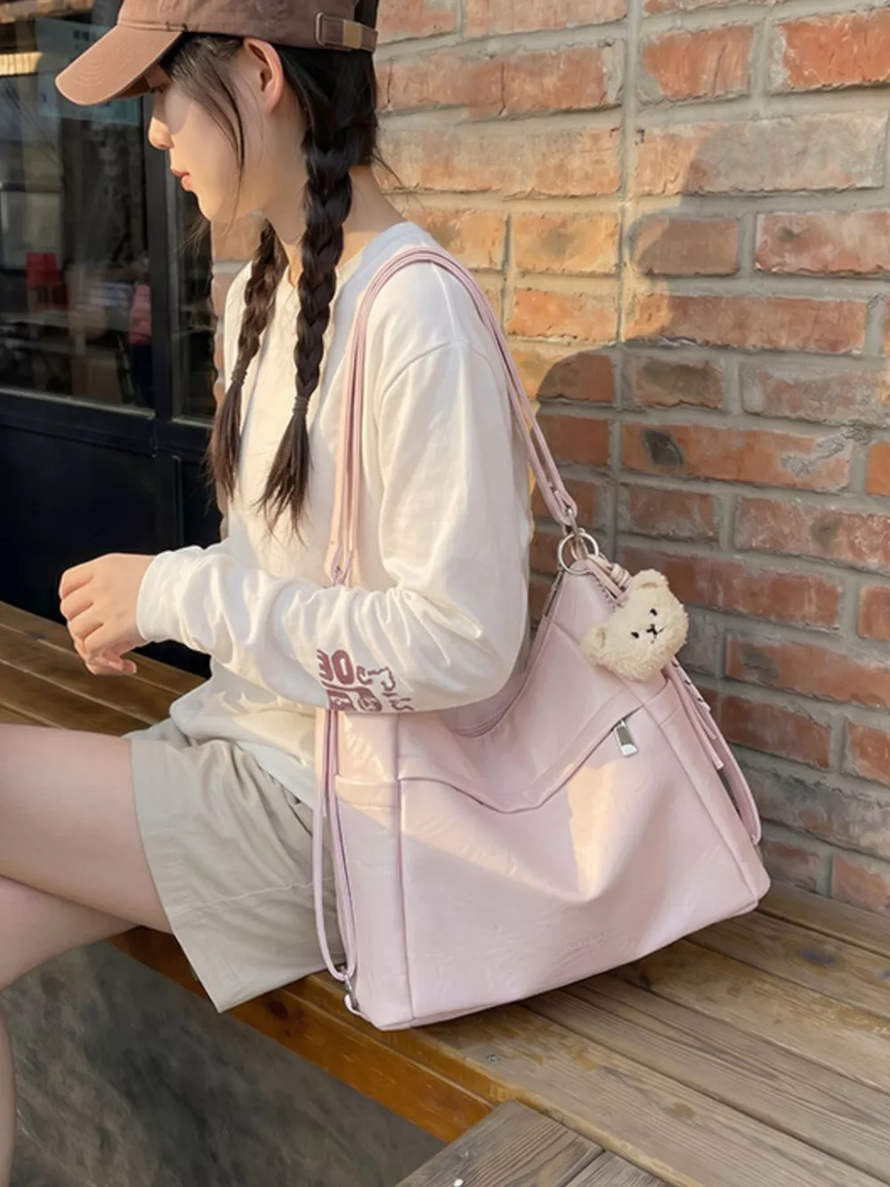 Adjustable Strap Leather Shoulder Bag, image 5