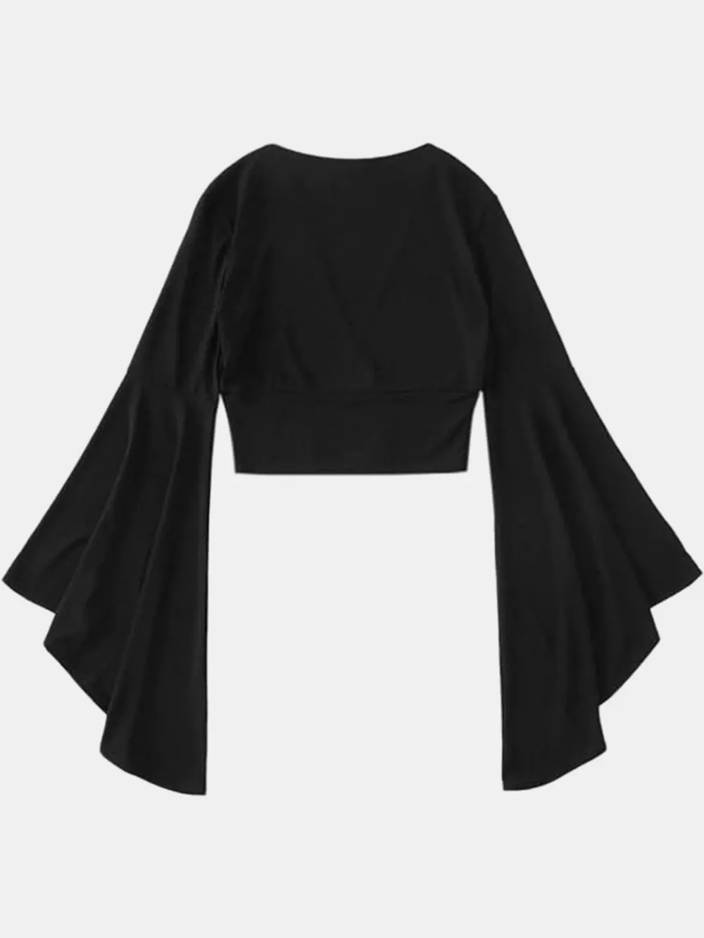 Plunge Flare Sleeve Cropped Top, image 2