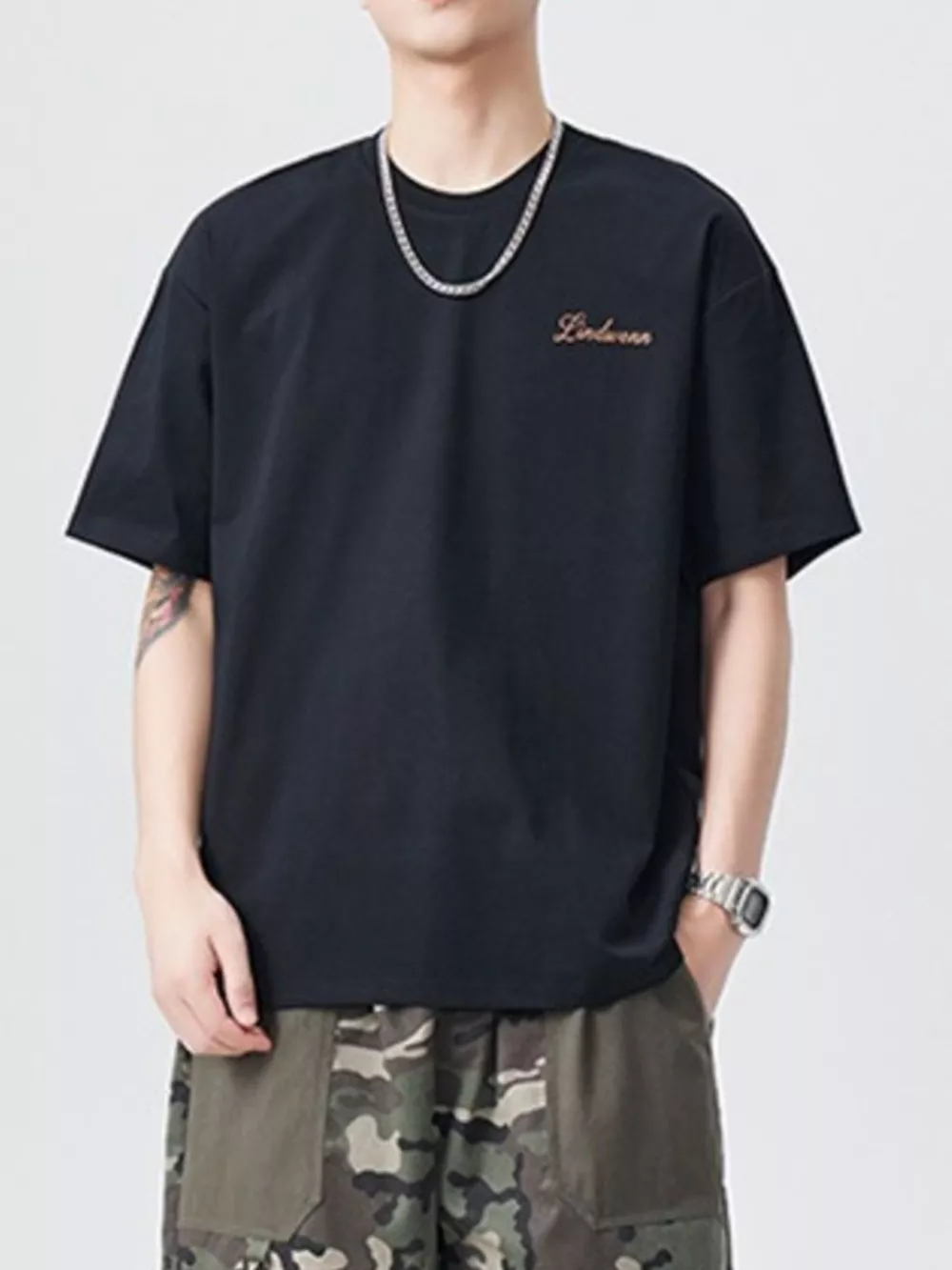 Men's Plus Size Round Neck Short Sleeve T-Shirt, image 2