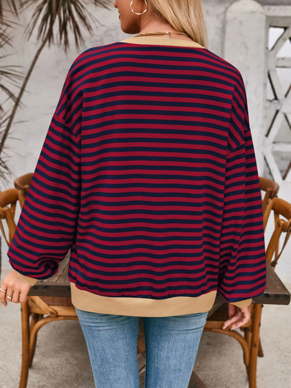 Contrast Striped Long Sleeve Sweatshirt, image 6