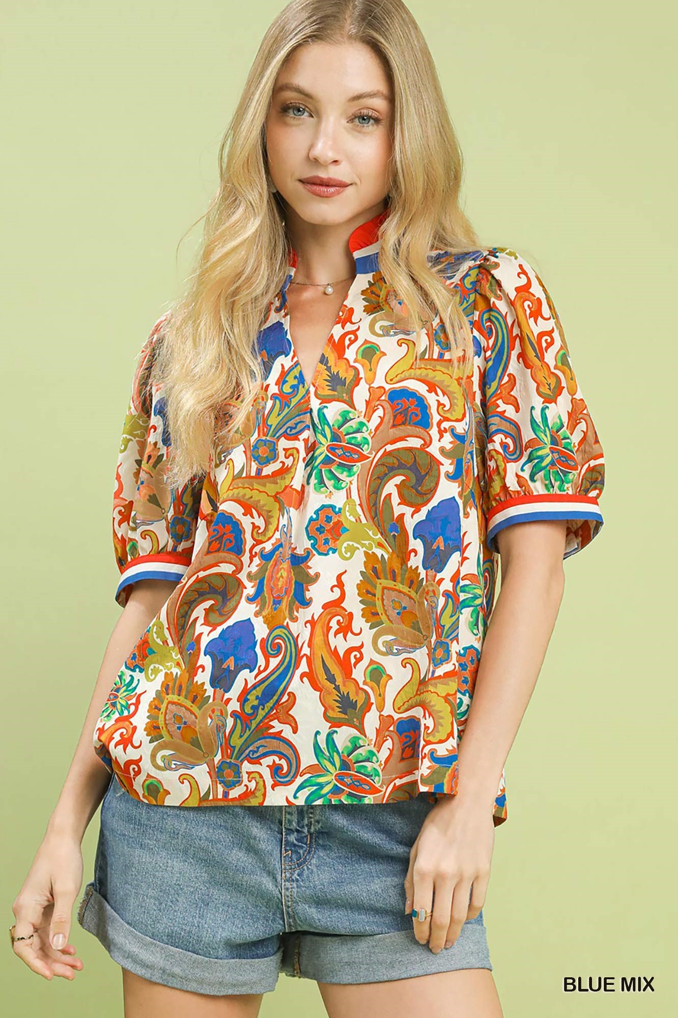 Jacquard Abstract Print Top