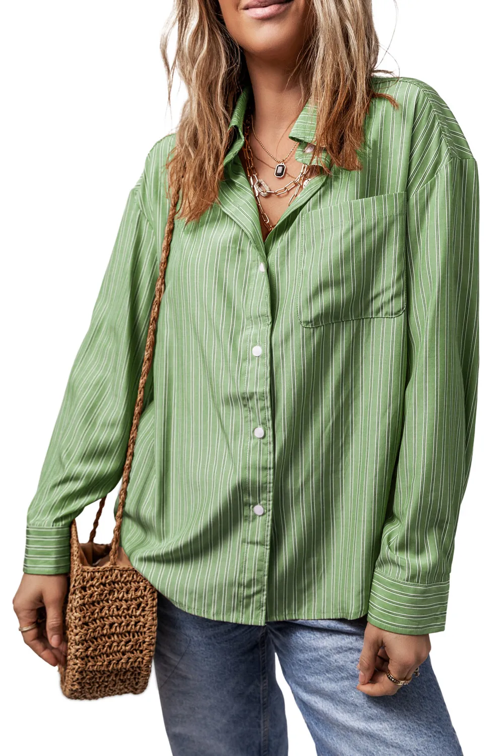 Striped Button Up Long Sleeve Shirt, image 5