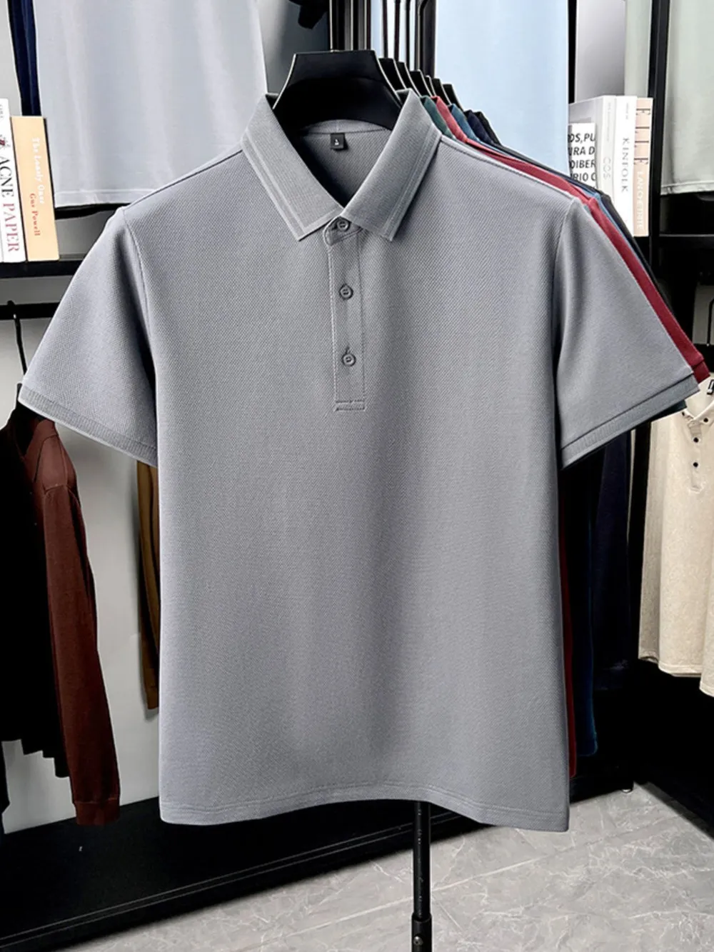 Men's Plus Size Button Detail Short Sleeve Polo, image 5