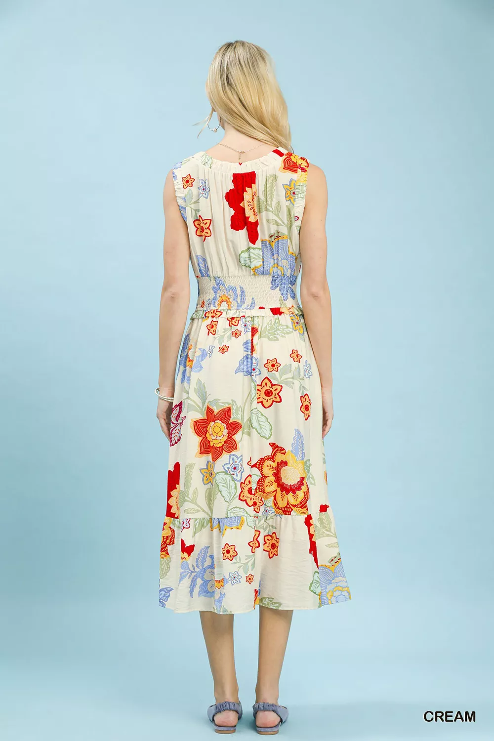 Floral Smocked Midi Dress, image 3