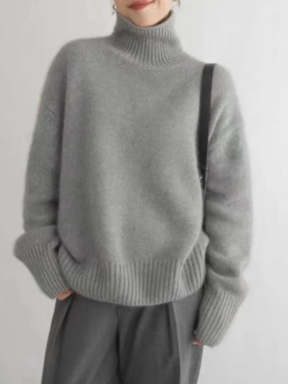 Turtleneck Dropped Shoulder Long Sleeve Sweater, image 6