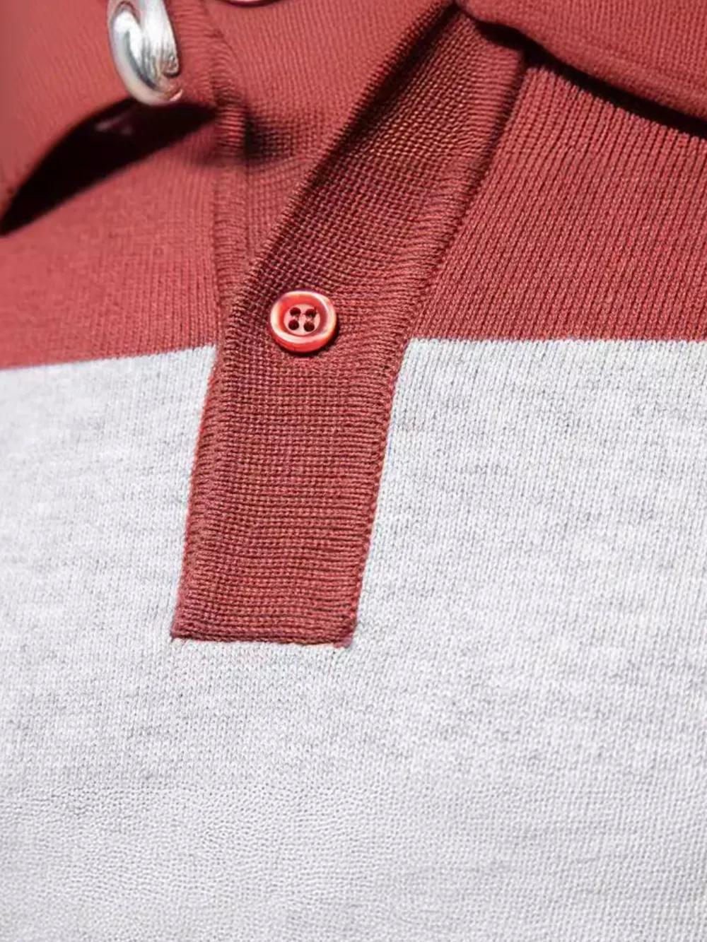 Men's Striped Long Sleeve Knit Polo, image 4