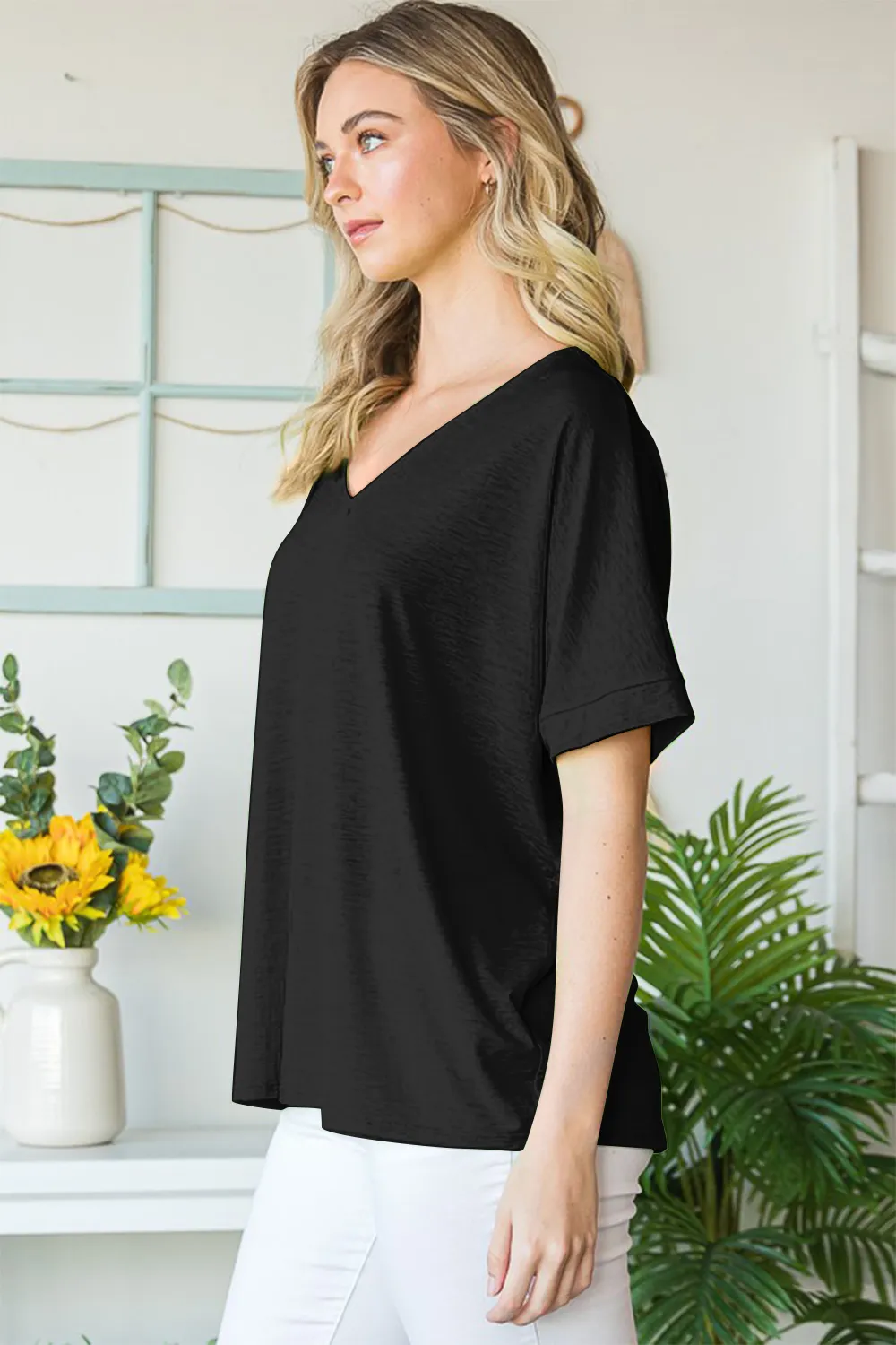 Full Size V-Neck Short Sleeve T-Shirt, image 4