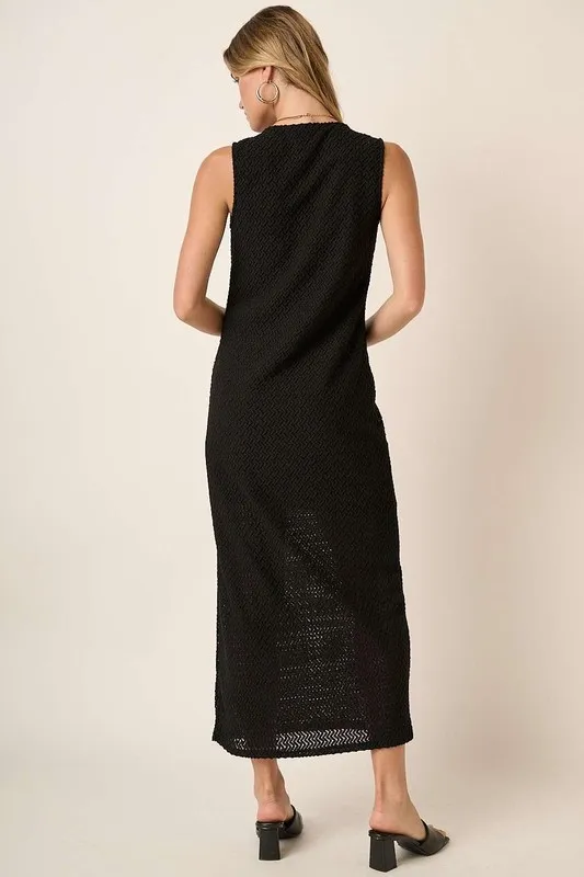 Side Slit Round Neck Sleeveless Dress, image 4