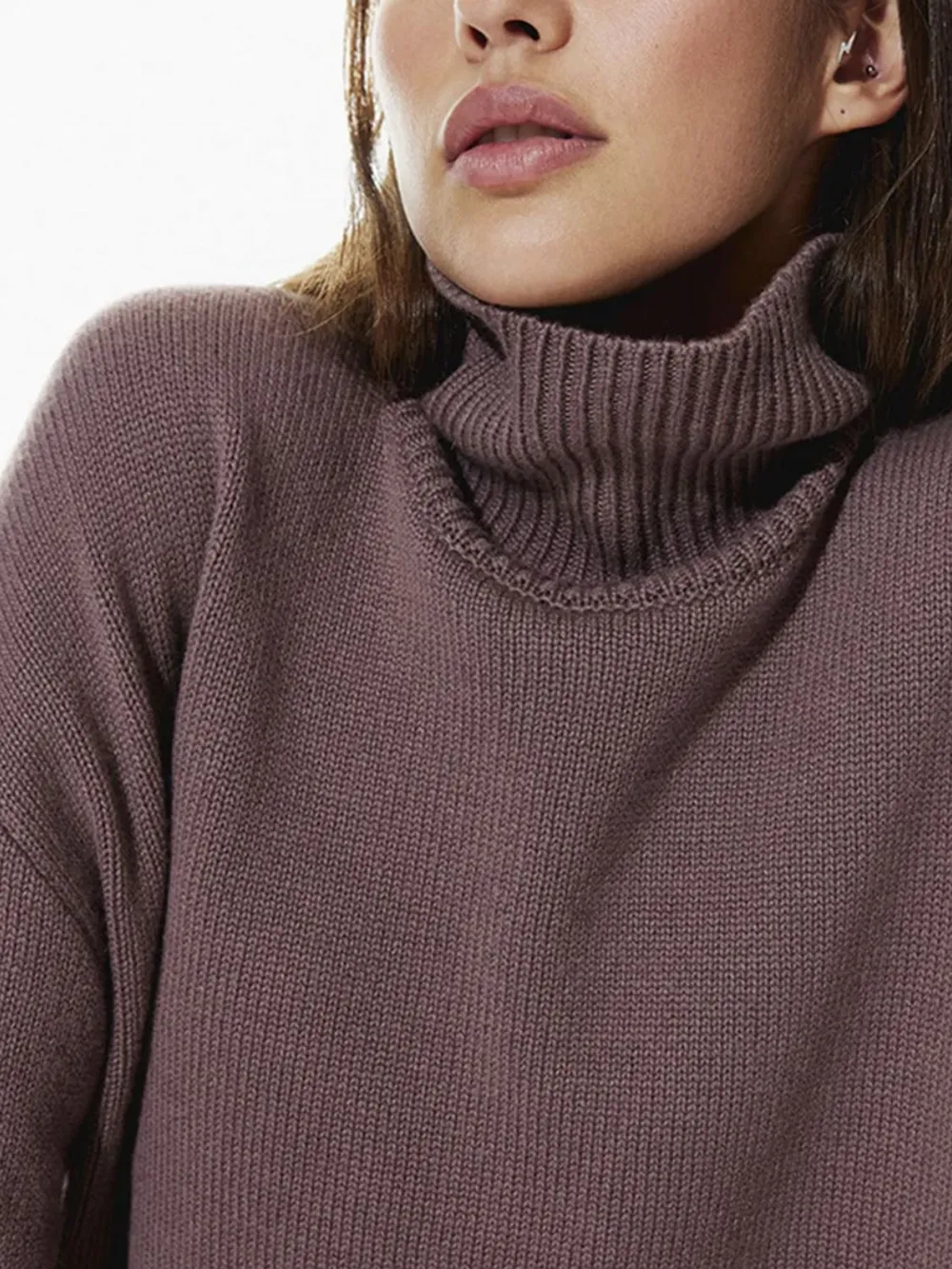 Ribbed Detail Turtleneck Dropped Shoulder Sweater, image 18