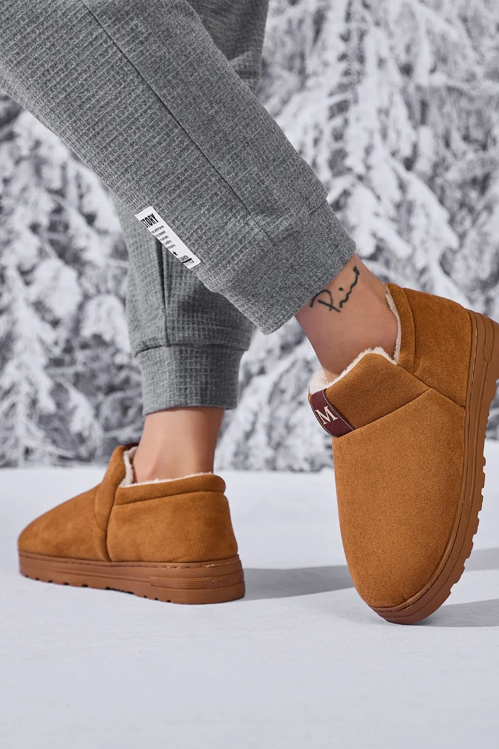 Letter M Suede Round Toe Slippers, image 5