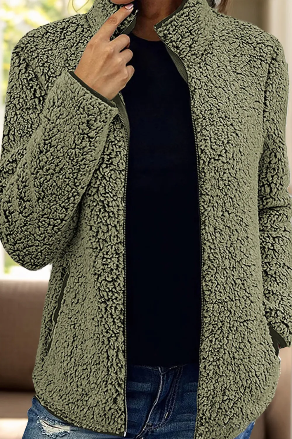 Pocketed Zip Up Turtleneck Jacket, image 17