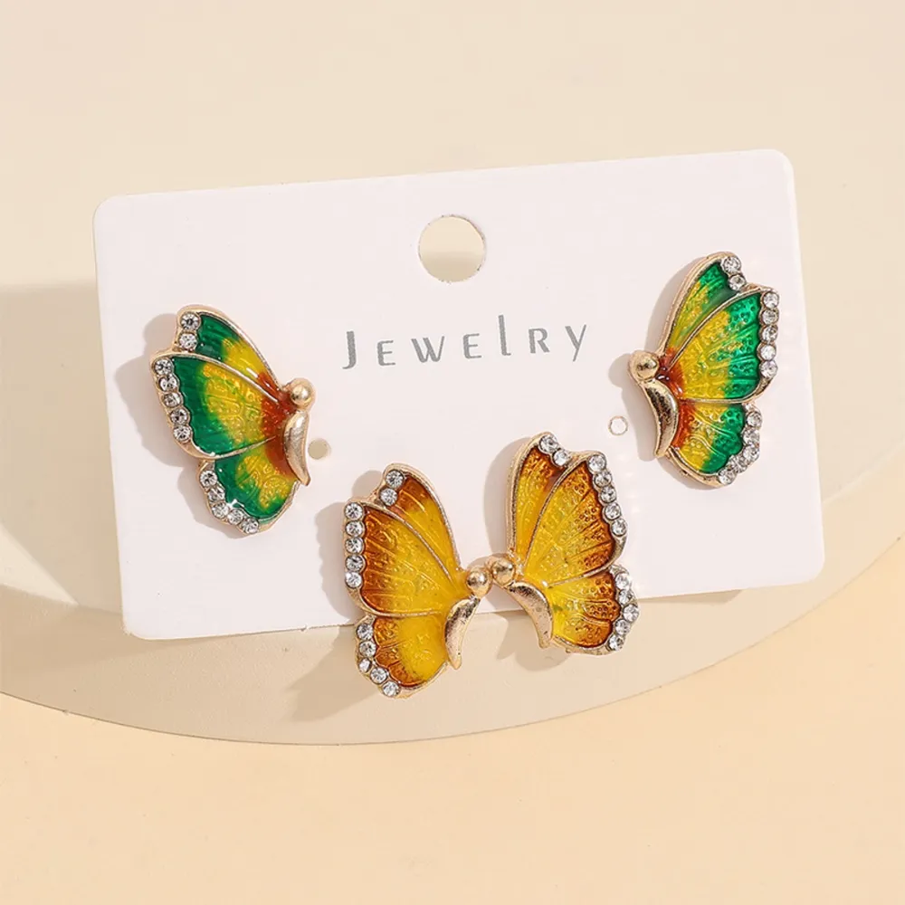 2 Piece Rhinestone Alloy Butterfly Stud Earrings, image 3