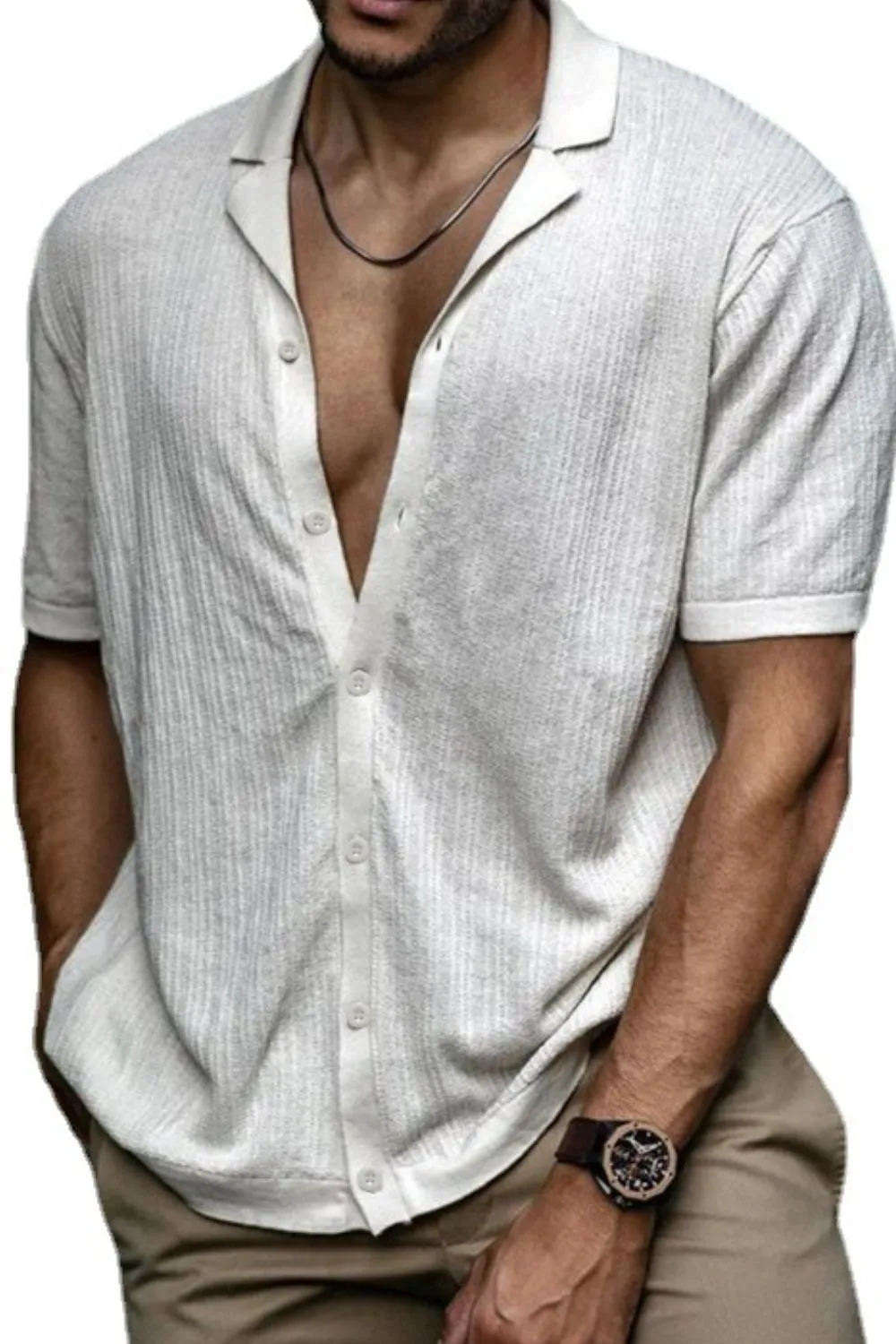Men's Plus Size Button Up Short Sleeve Shirt, image 4