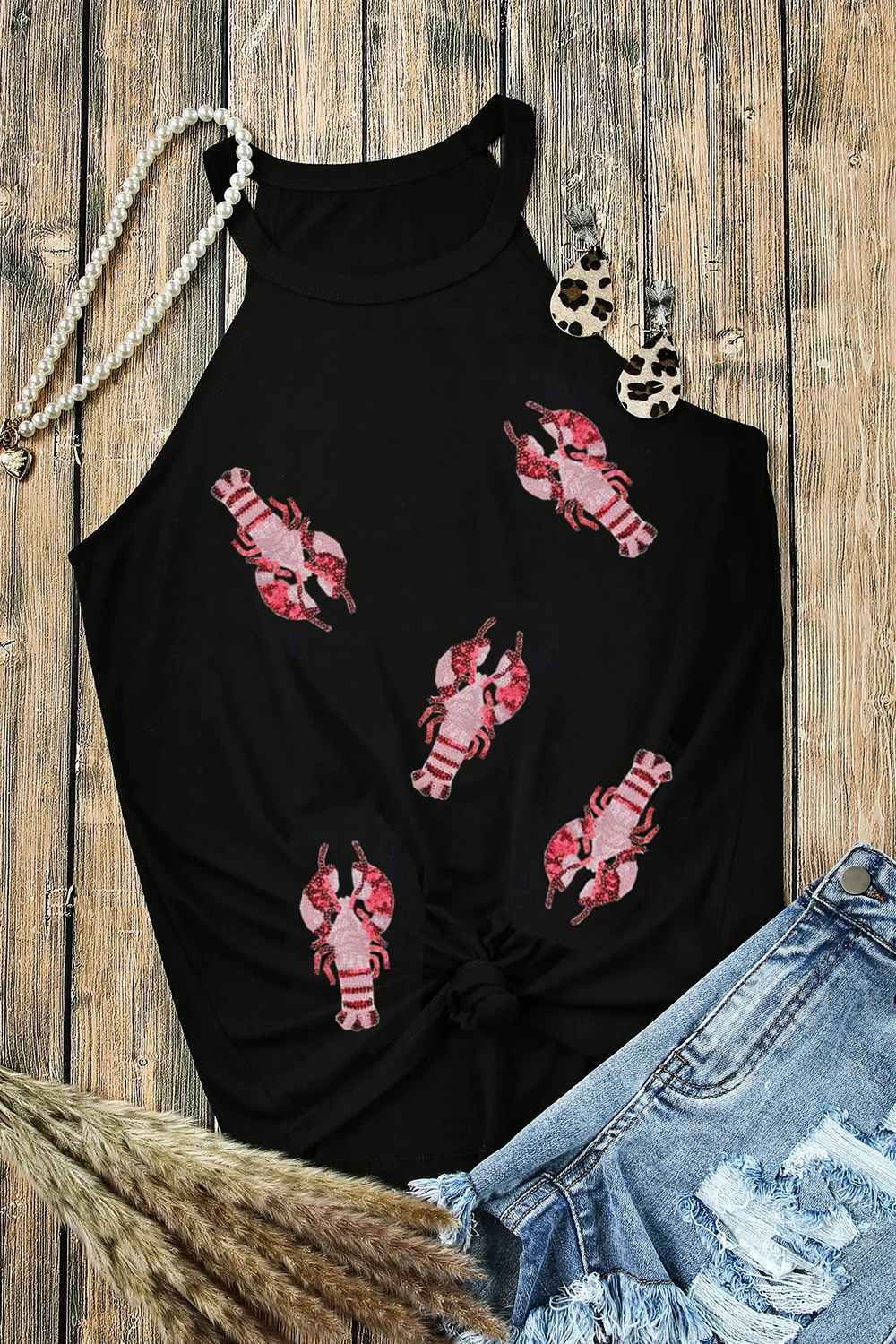Sequin Lobster Round Neck Tank, image 2