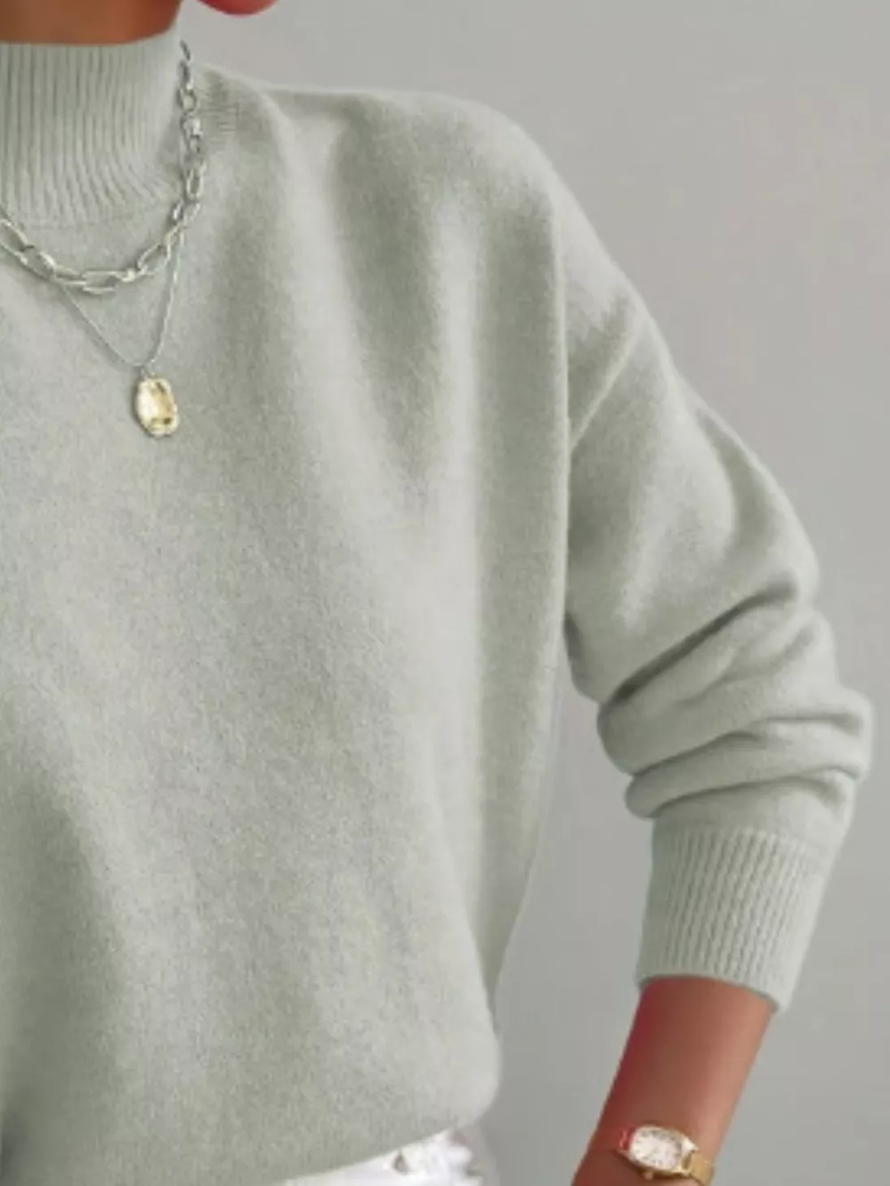 Mock Neck Dropped Shoulder Sweater, image 33