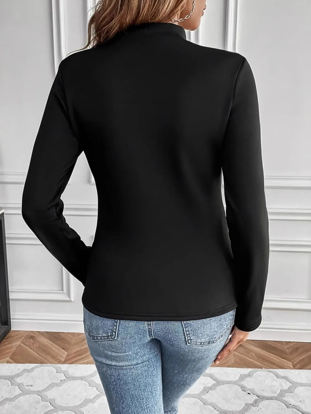 Mock Neck Long Sleeve T-Shirt, image 3
