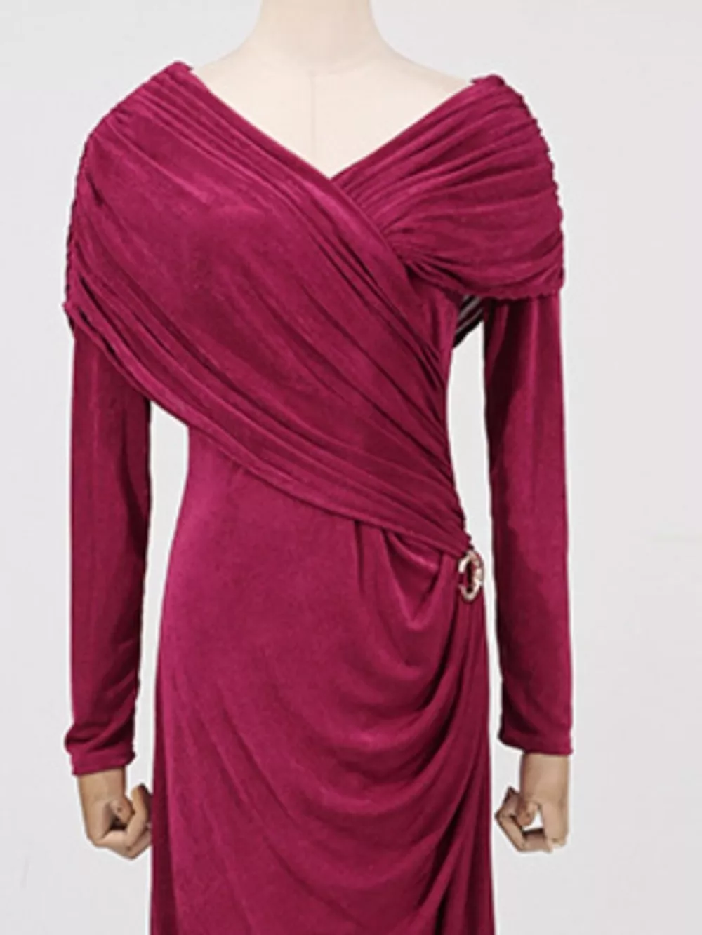 Ruched Draped Long Sleeve Maxi Dress, image 9
