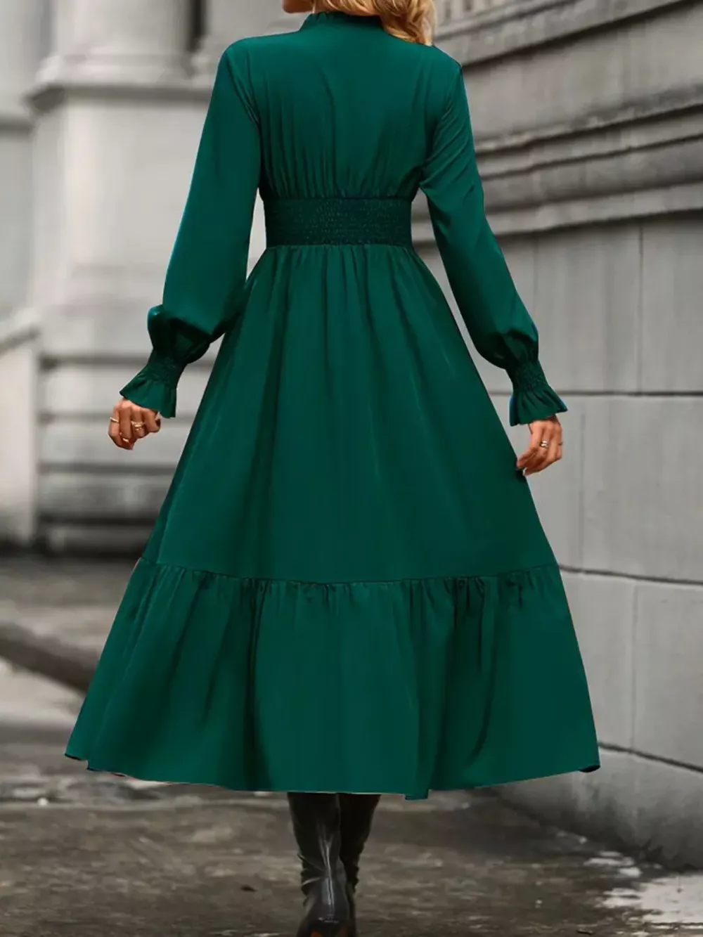 Surplice Long Sleeve Tiered Midi Dress, image 6