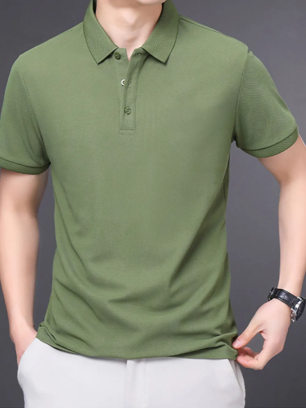 Men's Plus Size Short Sleeve Collared Neck Polo, image 12