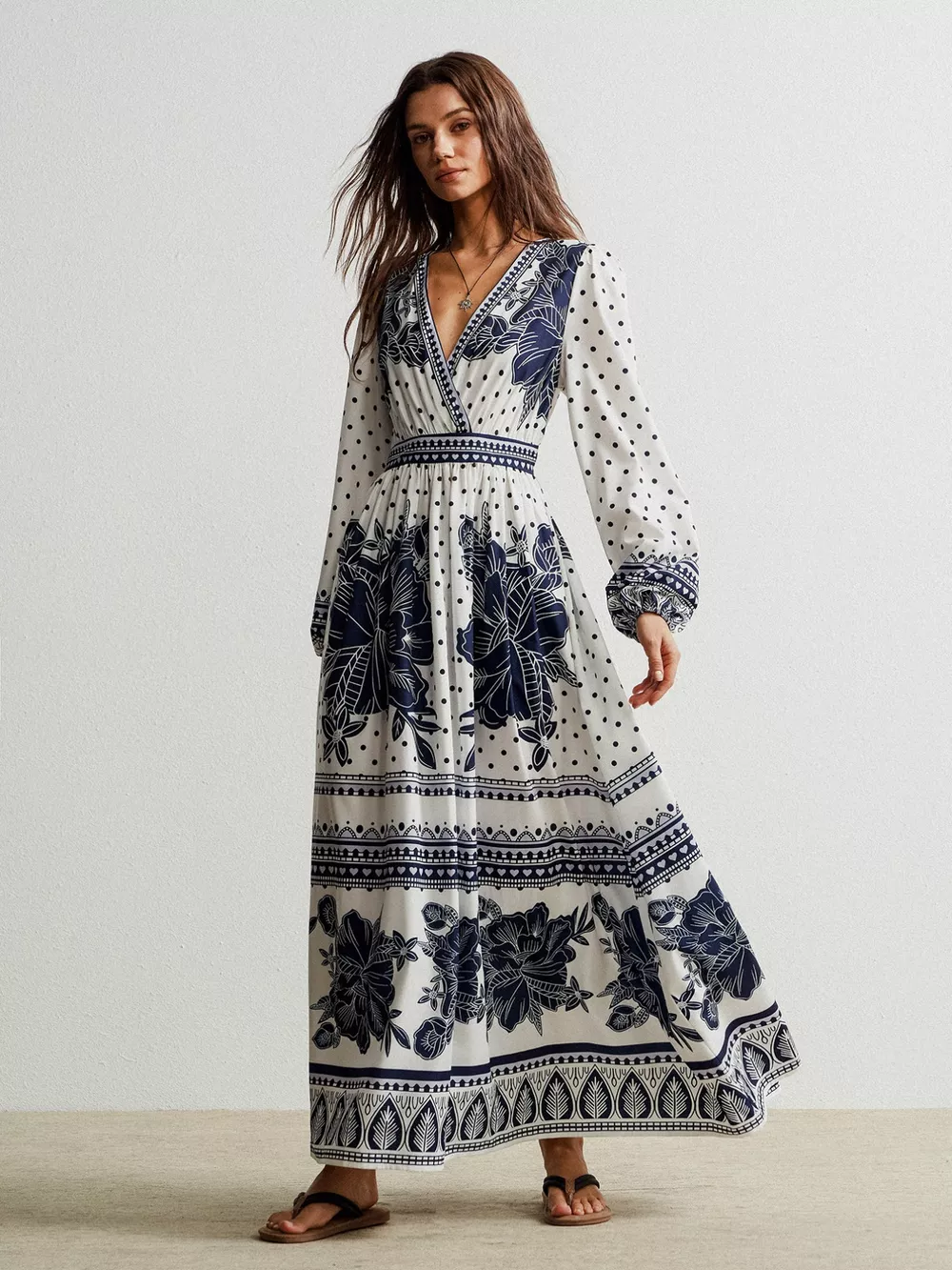 Floral Print Long Sleeve Maxi Dress, image 2