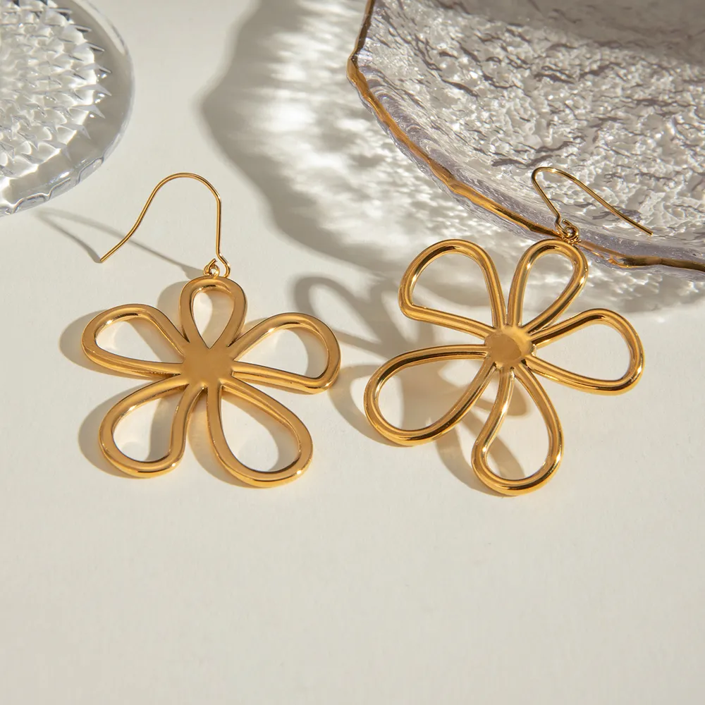 18K Gold-Plated Flower Earrings, image 2
