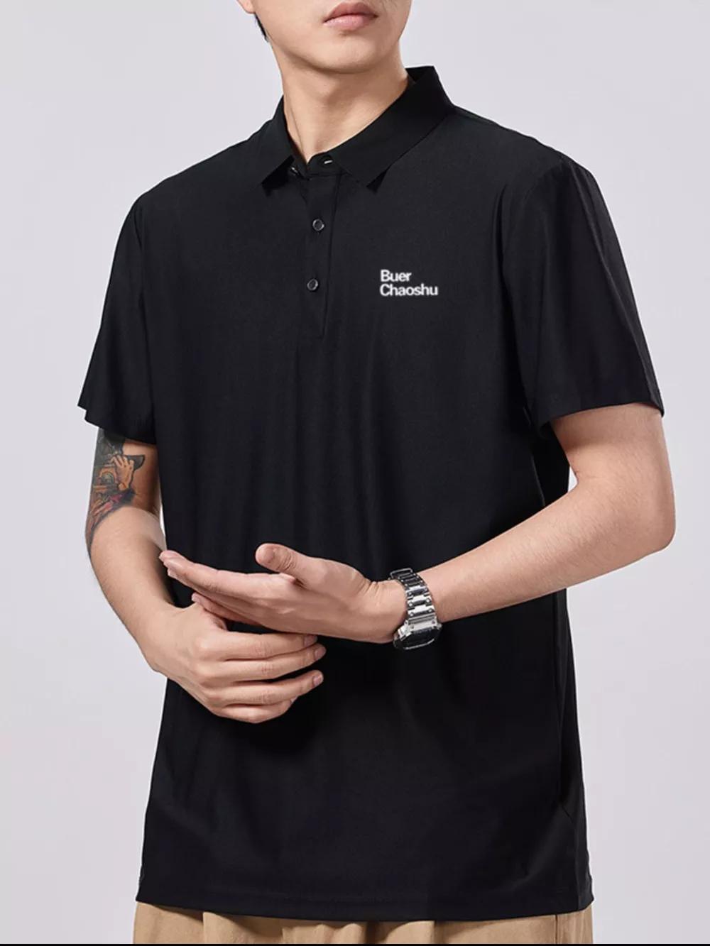 Men's Plus Size Button Detail Short Sleeve Polo, image 7