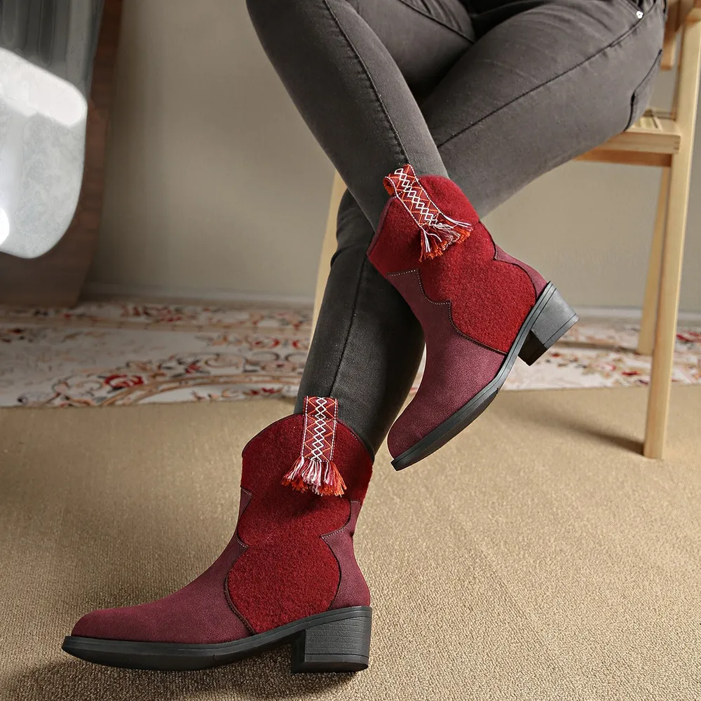 Suede Point Toe Block Heel Boots, image 8