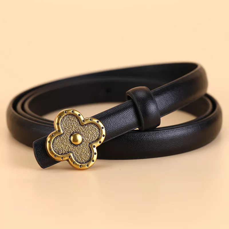 Clover Buckle Leather Belt, image 2