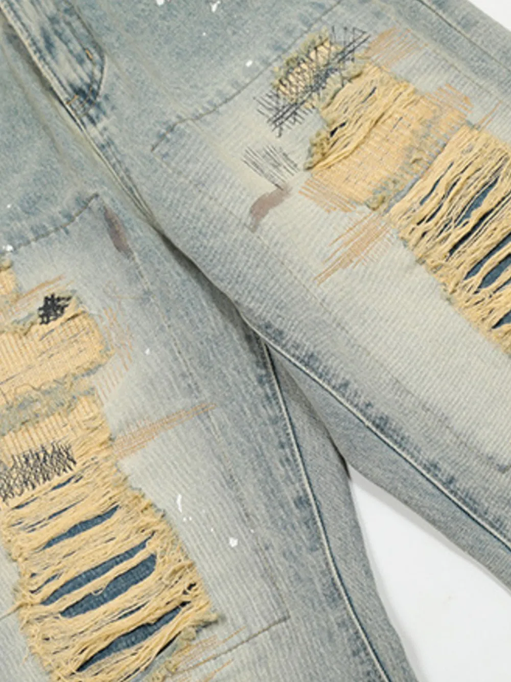 Men's Vintage Distressed Wide Leg Jeans, image 6