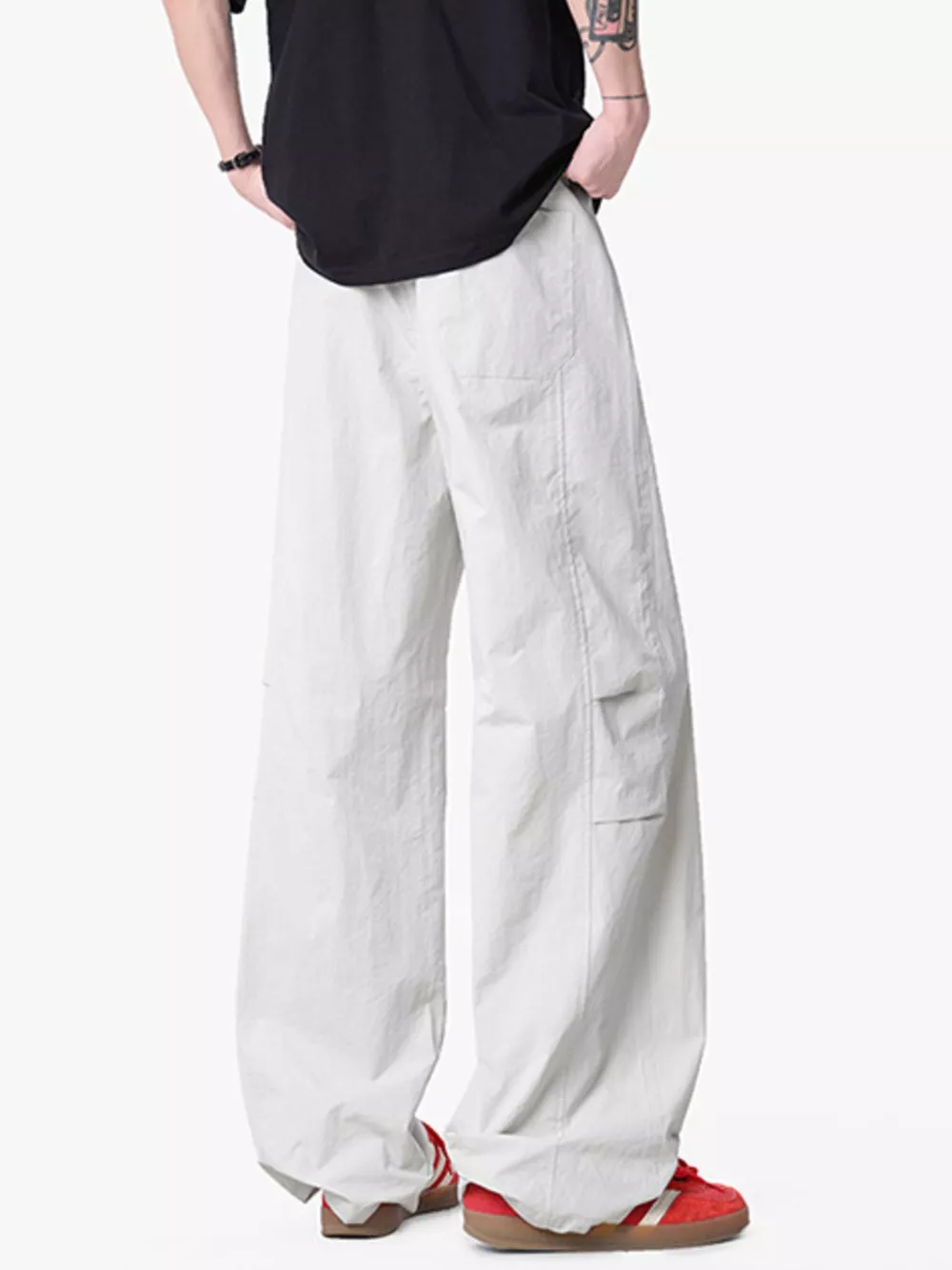Men's Loose Fit Drawstring Wide Leg Pants, image 4