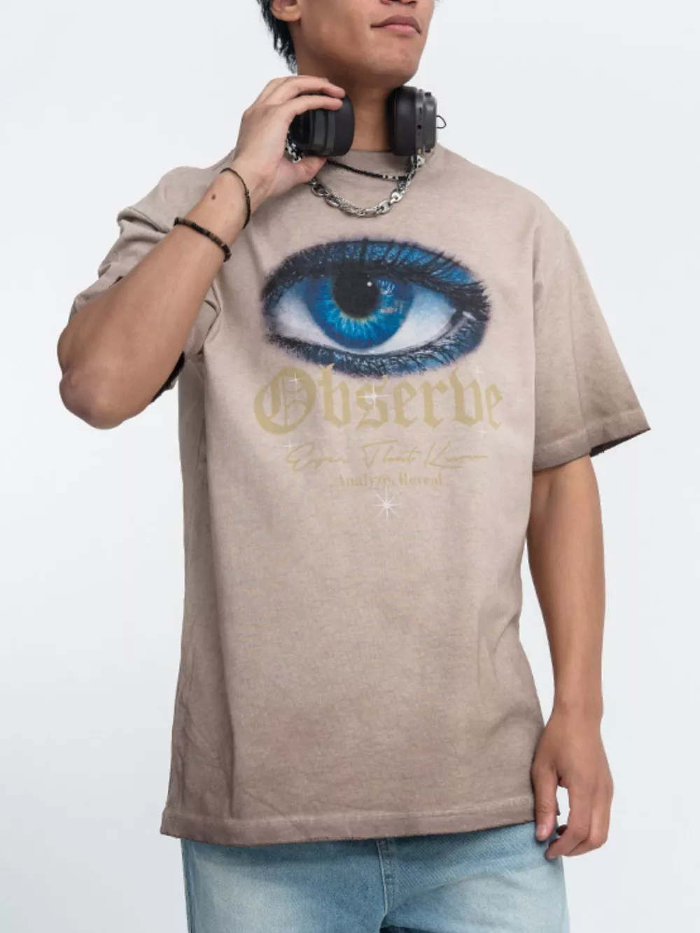 Men's Oversized Eye Graphic Short Sleeve T-Shirt, image 2