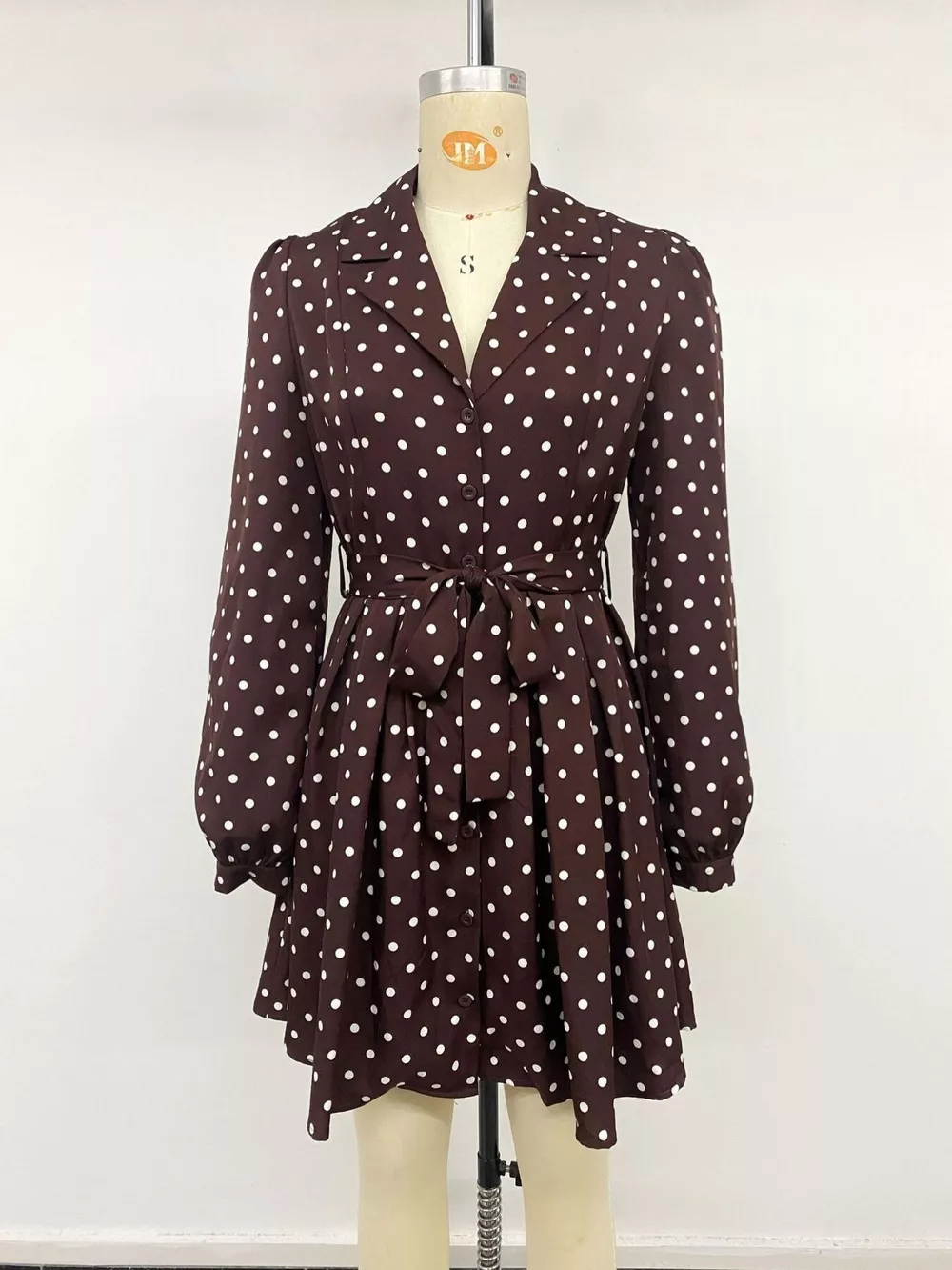Polka Dot Long Sleeve Shirt Dress, image 7