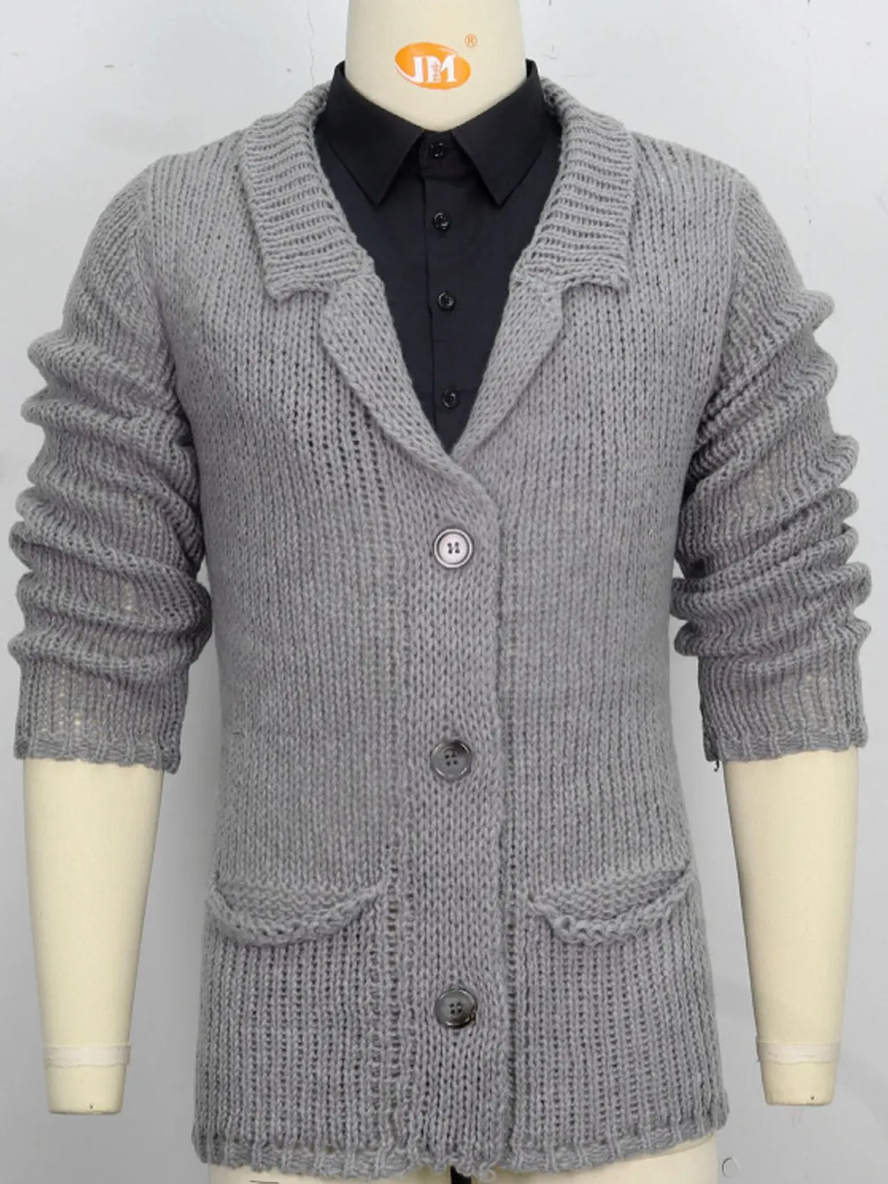 Men's Plus Size Button Up Long Sleeve Cardigan, image 3