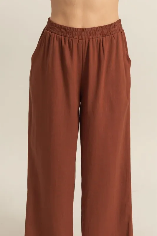 Elastic Waist Wide Leg Pants, image 4