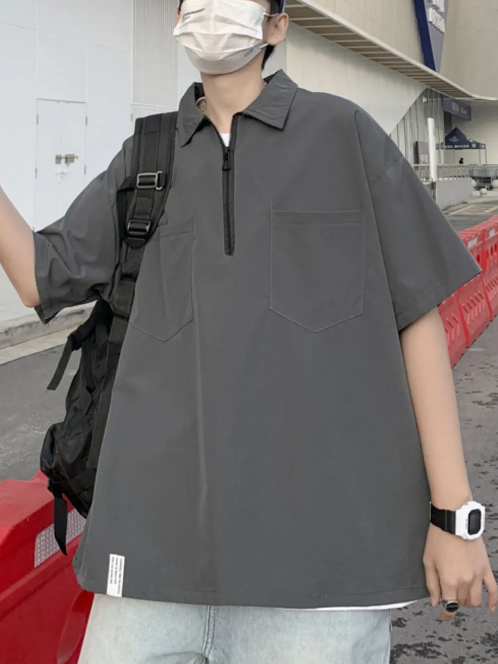 Men's Half-Zip Oversized Blouse, image 5