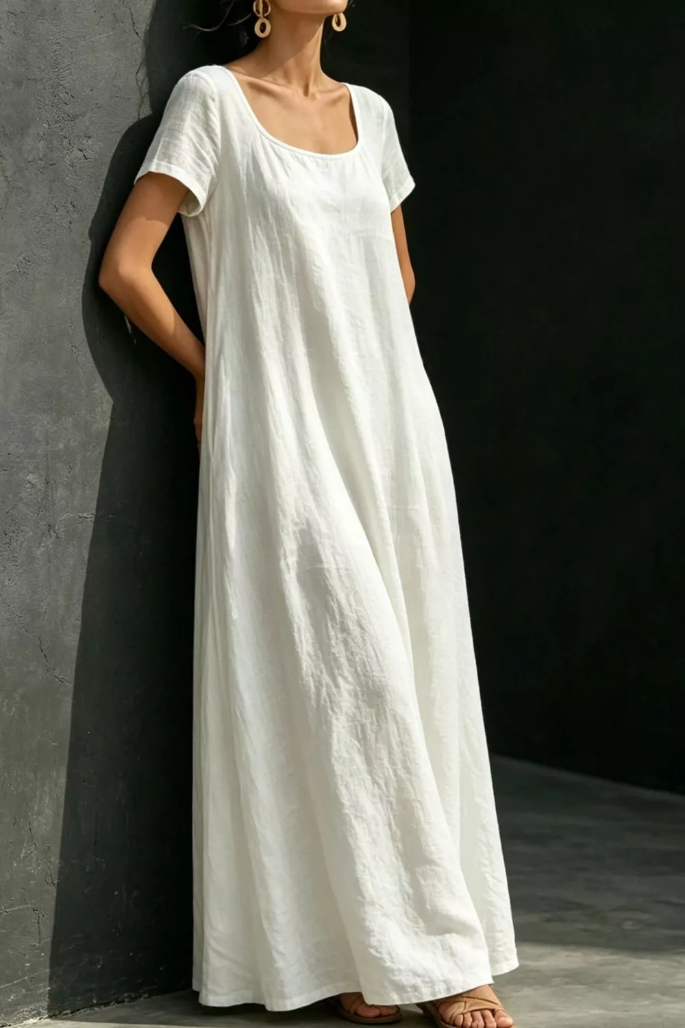 Full Size Casual Loose Short Sleeve Maxi Dress Plus Size, image 9