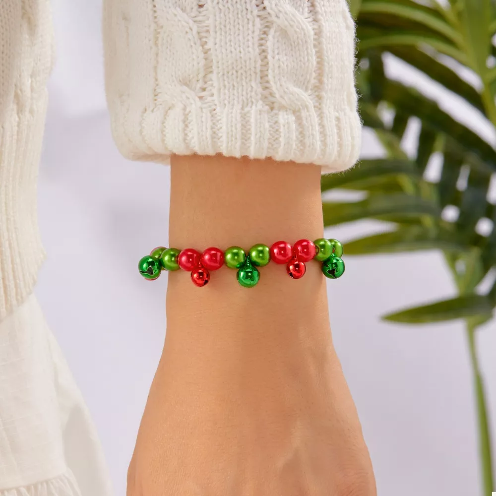 Christmas Holiday Beaded Bell Bracelet, image 3