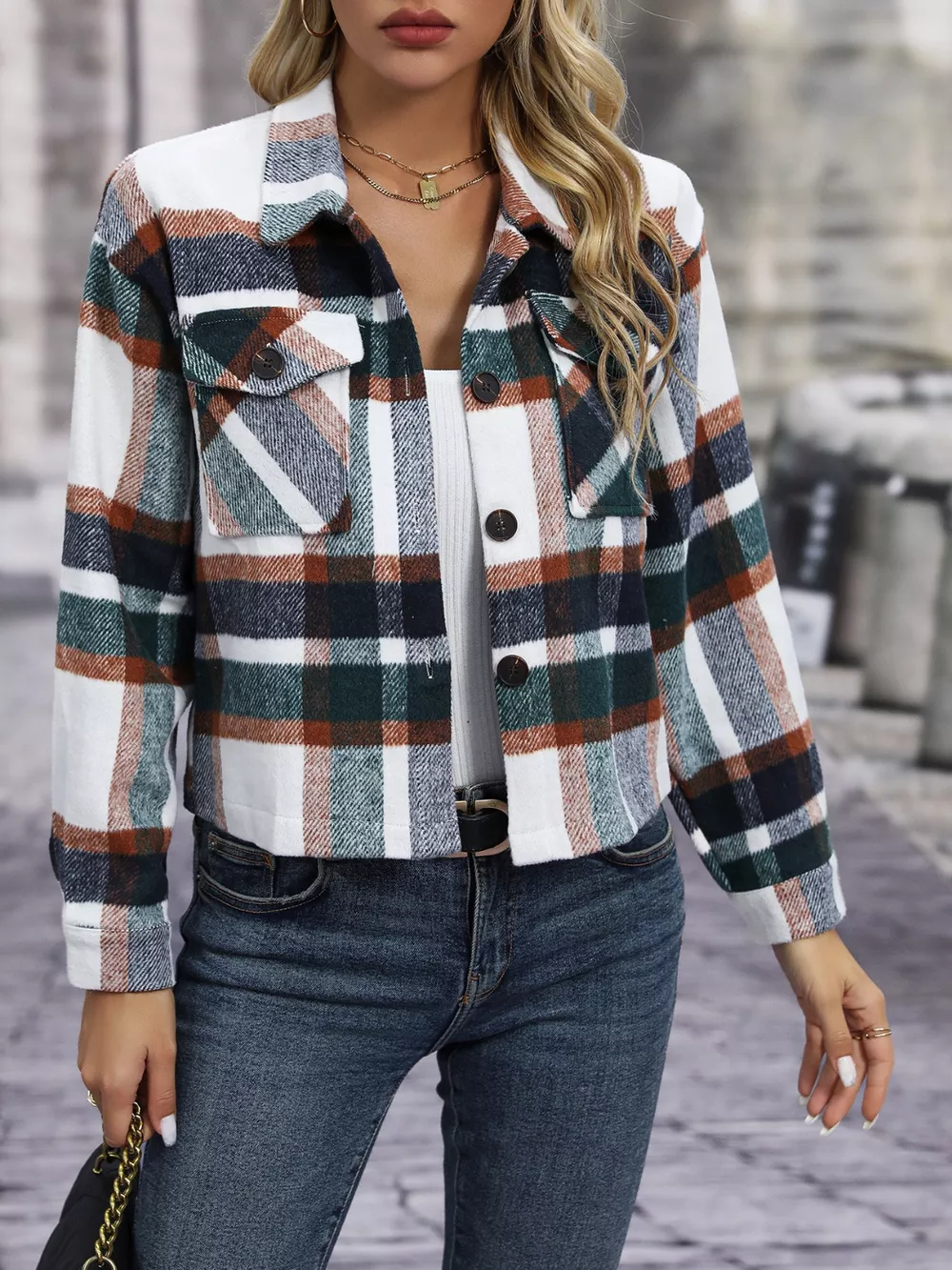Plaid Button-Up Jacket, image 3