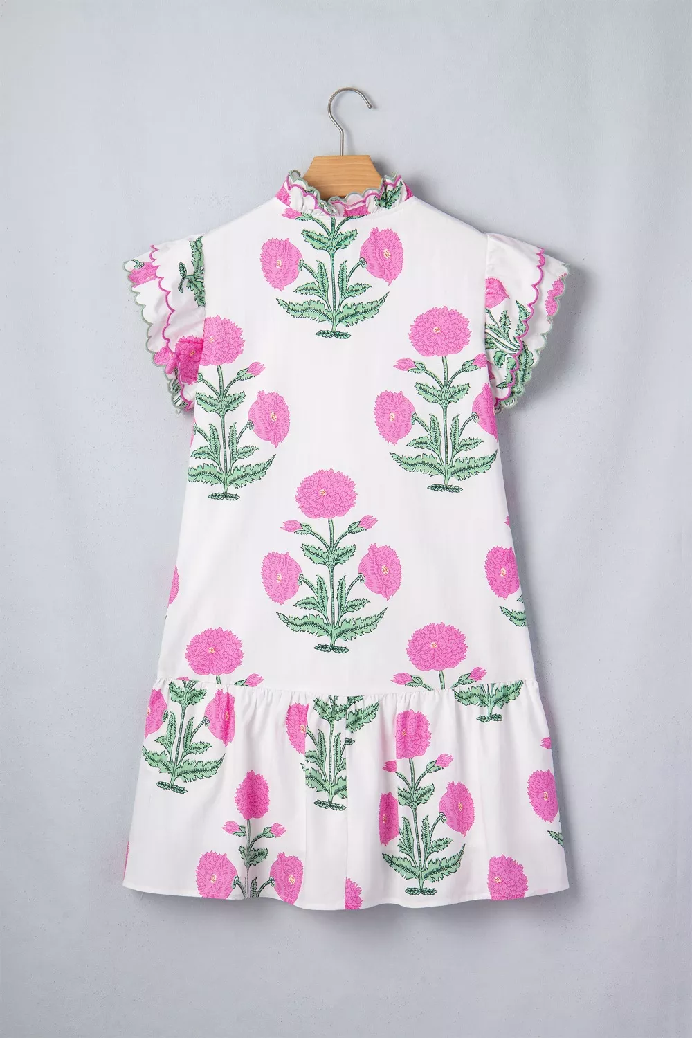 Floral Print Ruffle Trim Casual Mini Dress, image 4