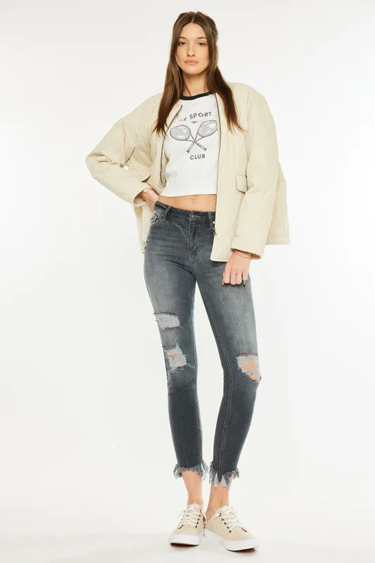High Rise Distressed Ankle Skinny Jeans, image 4