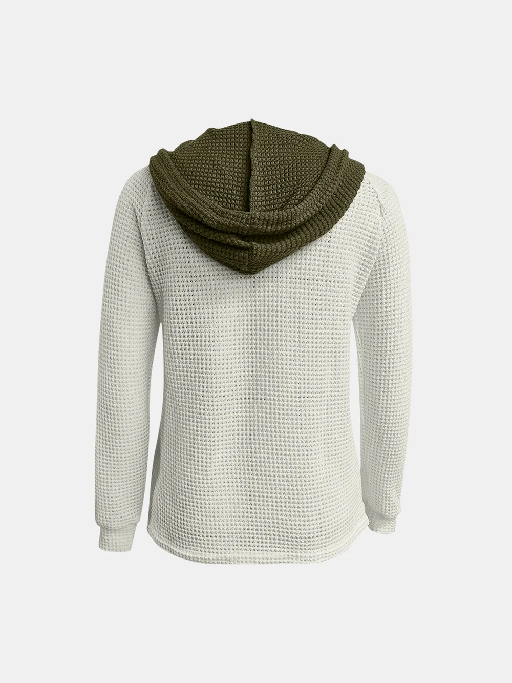 Full Size Waffle-Knit Contrast Long Sleeve Hoodie, image 4
