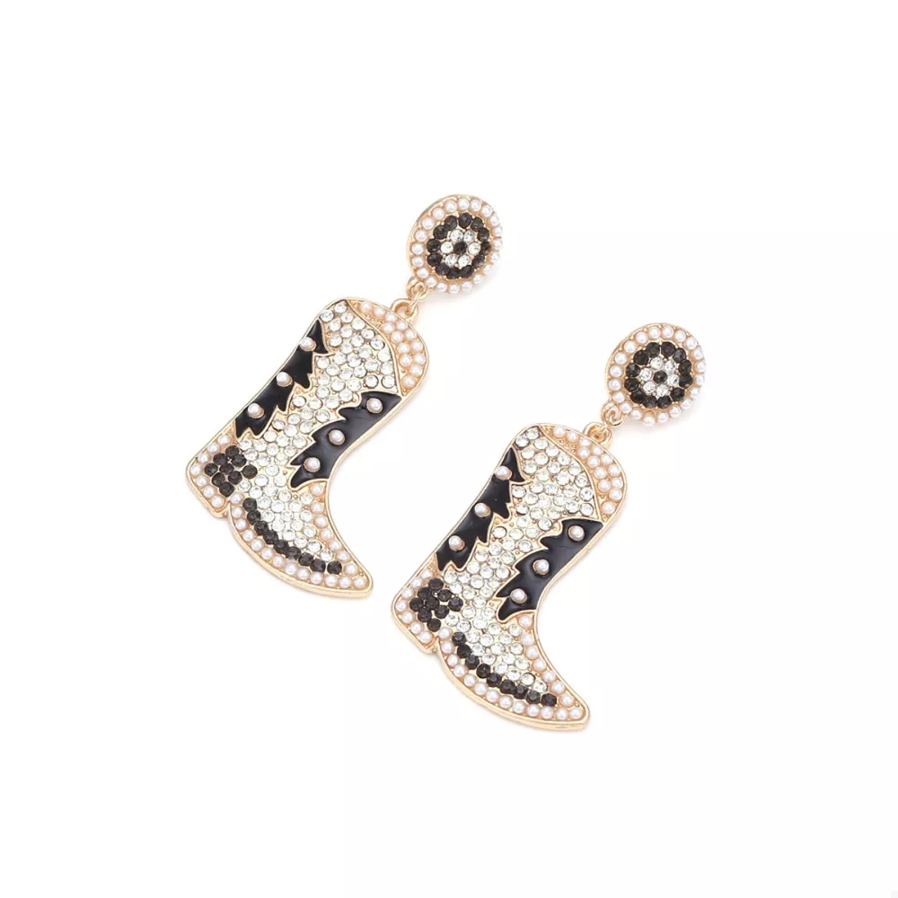 Rhinestone Cowboy Boot Dangle Earrings, image 7