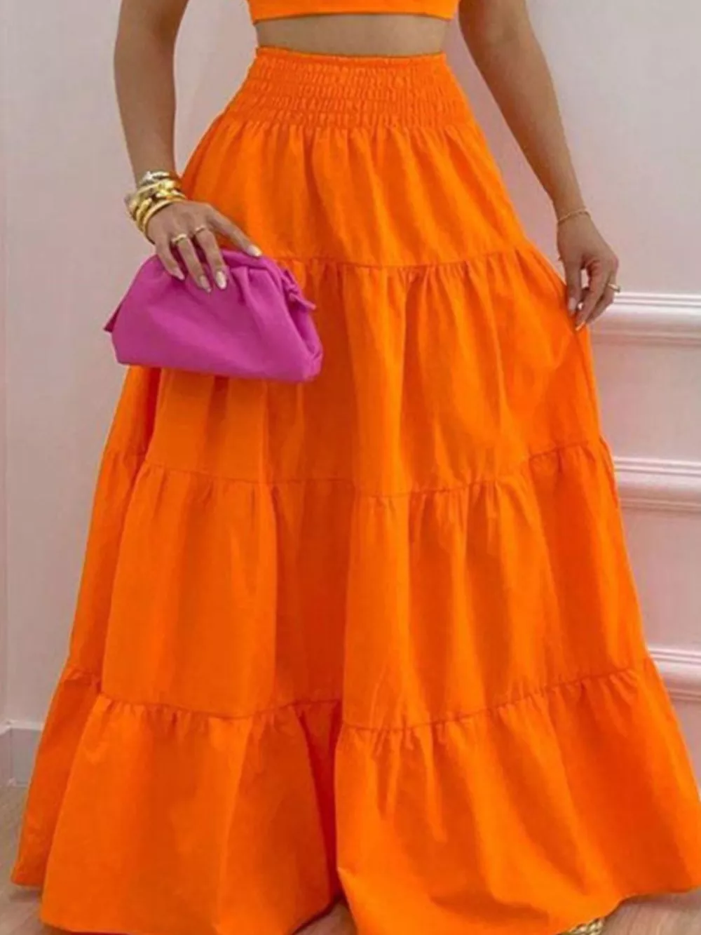 Crop Top and Tiered Maxi Skirt Set, image 8