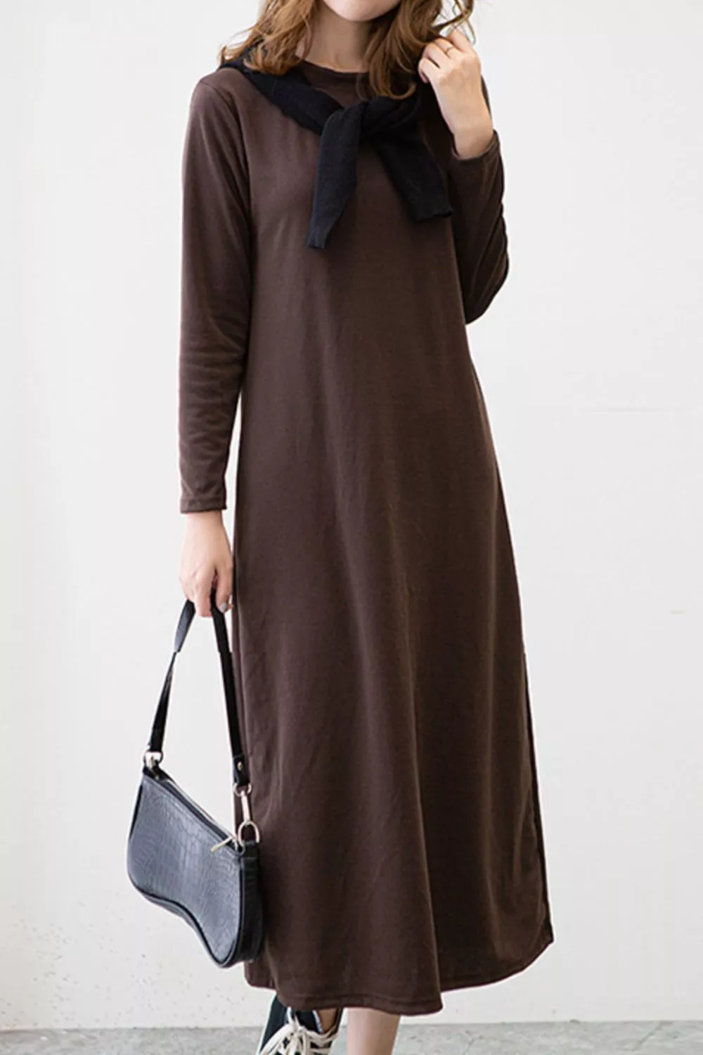 Casual Long Sleeve Midi Dress, image 4