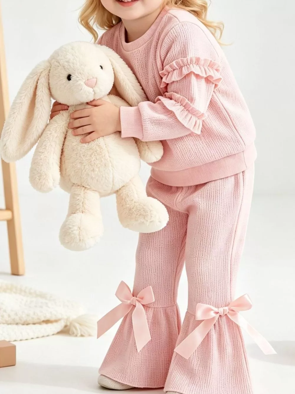Children's Ruffle Sleeve Top and Bow Flare Pant Set, image 5