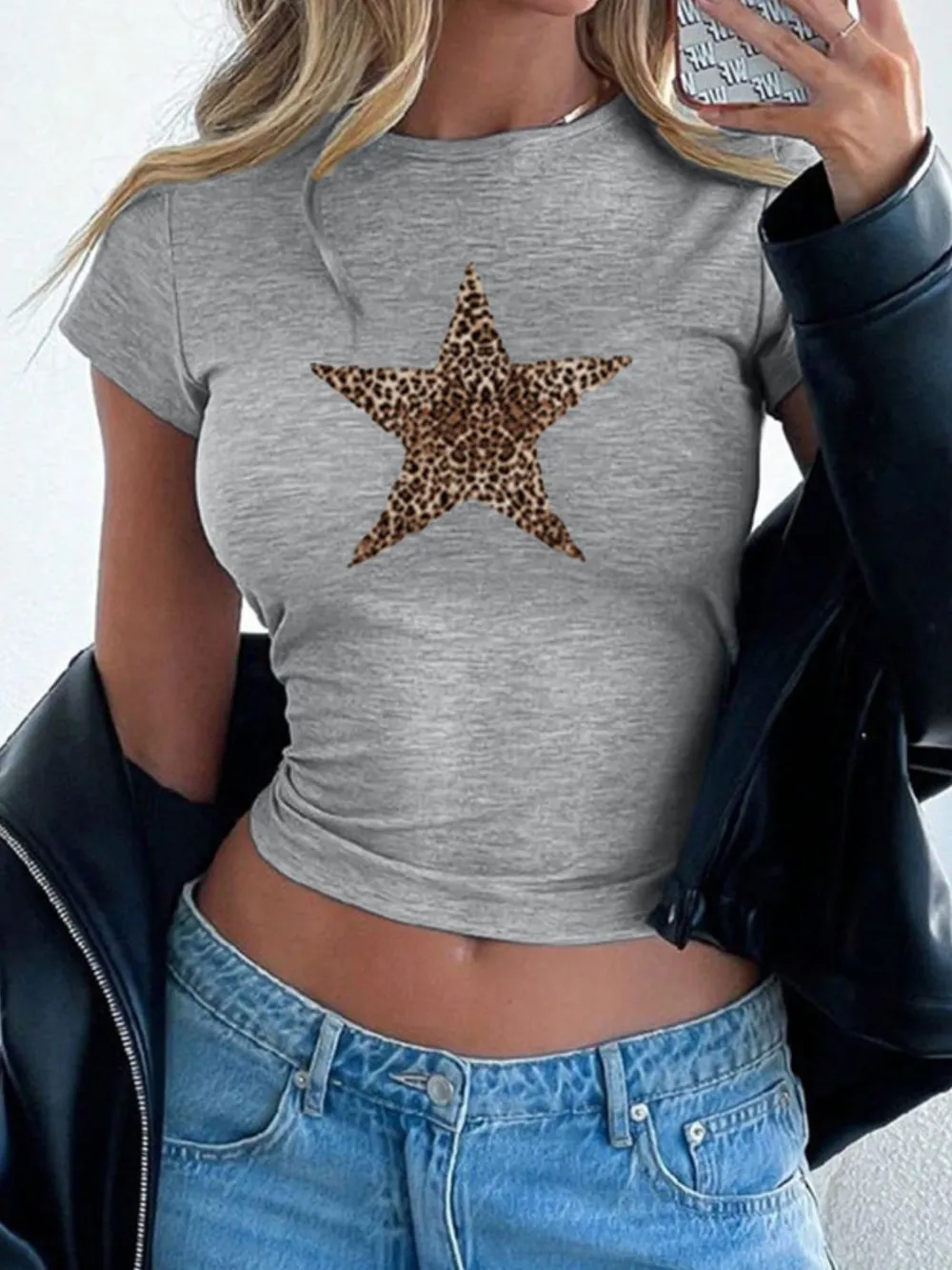 Star Round Neck Short Sleeve T-Shirt, image 7