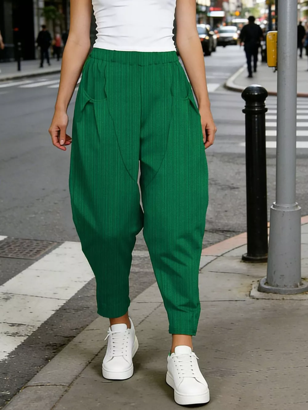 Plus Size Casual Elastic Waist Harem Pants, image 17