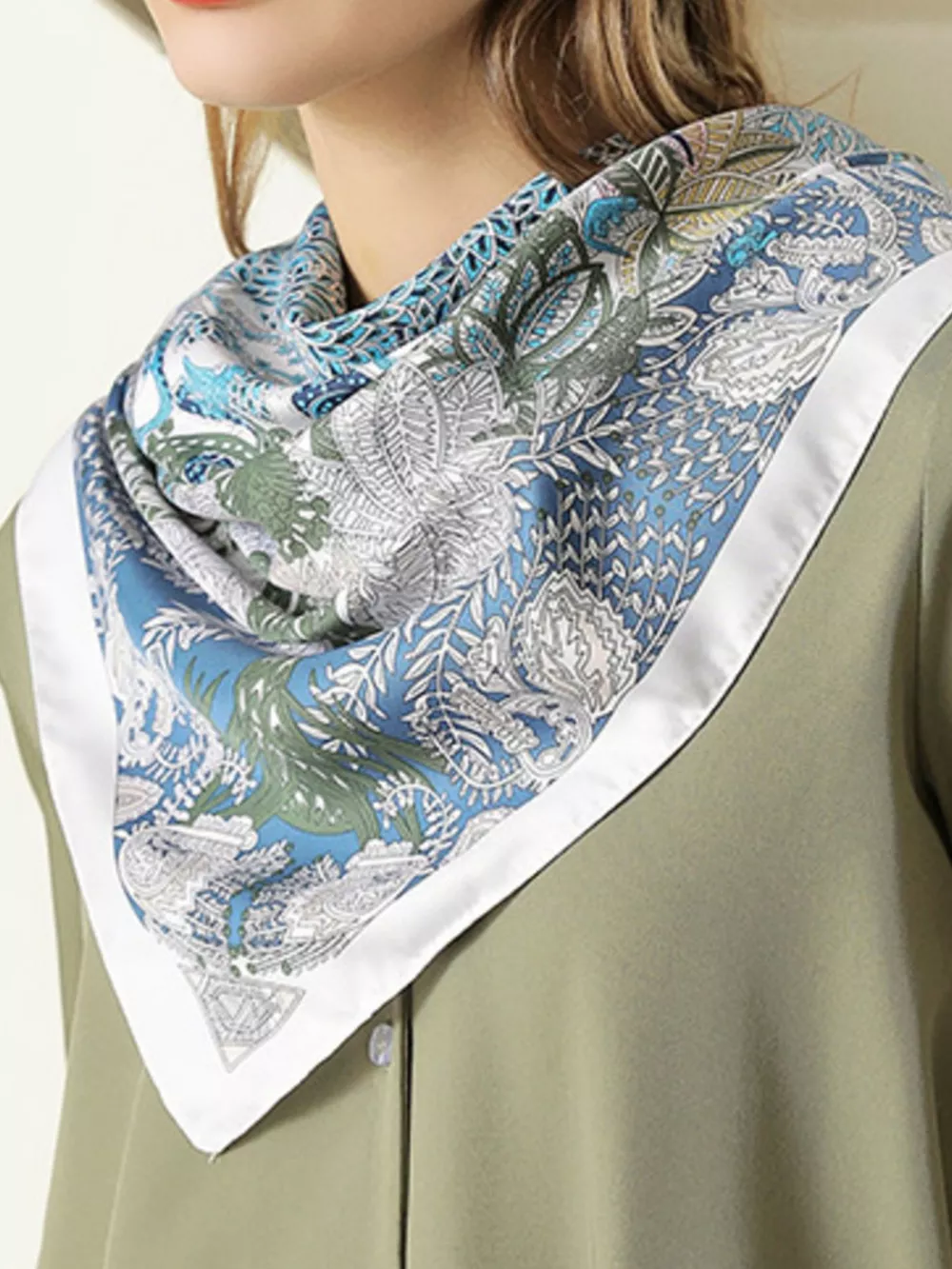 Floral Print Silk Scarf, image 3