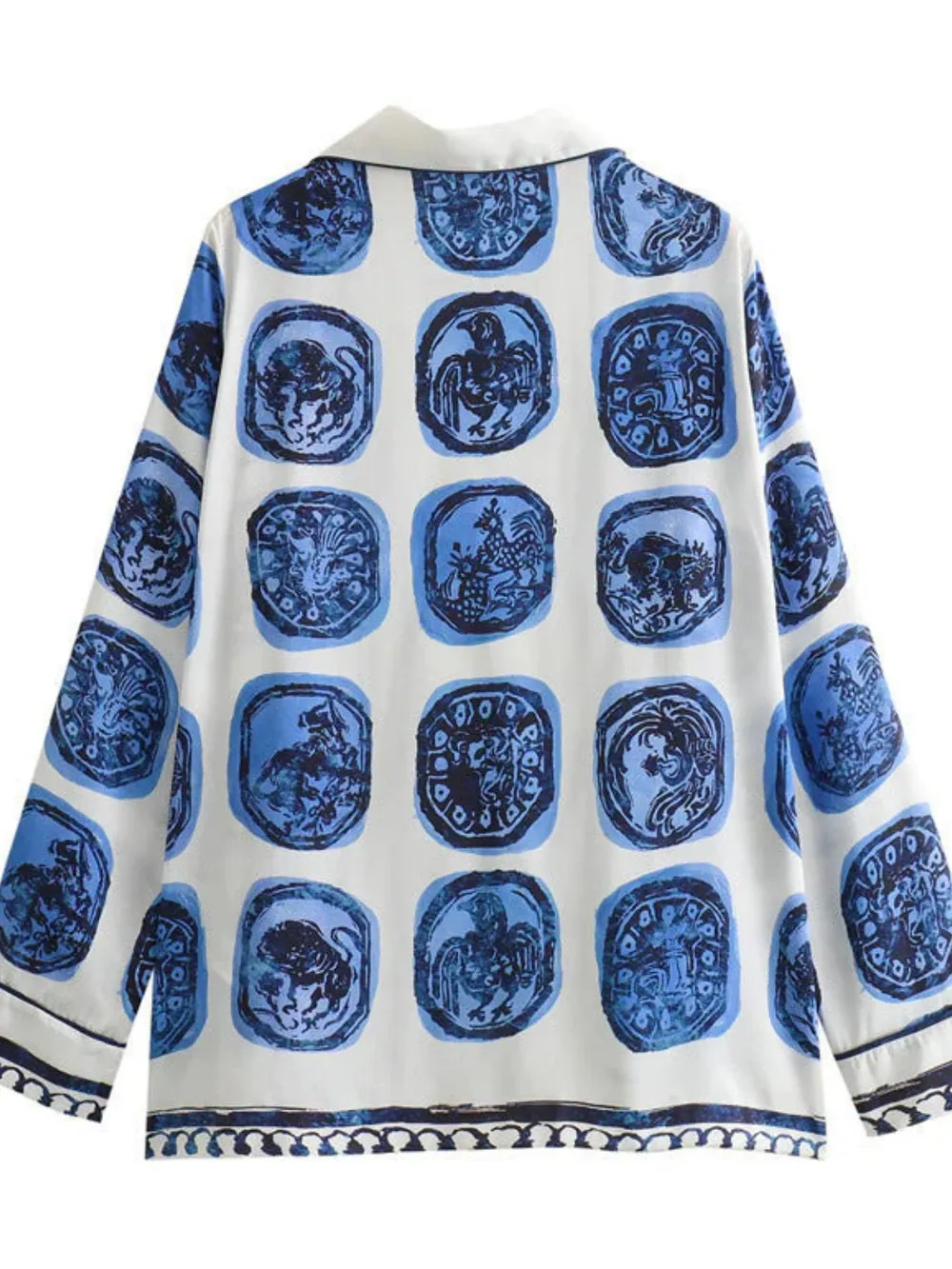 Printed Button Up Shirt and Pants Set, image 7