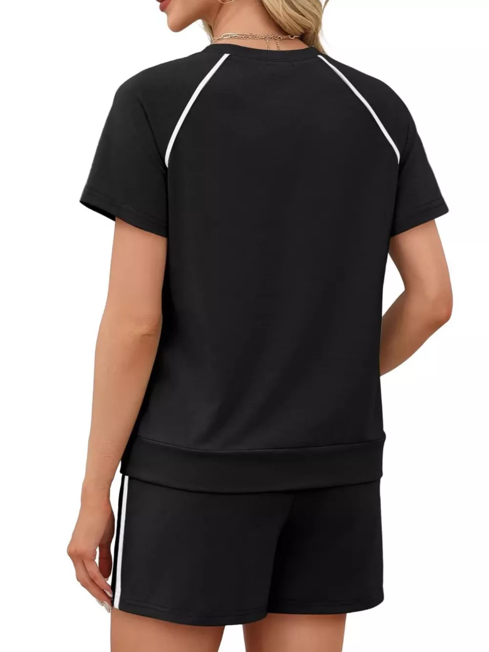 Contrast Trim Short Sleeve T-Shirt and Shorts Set, image 4